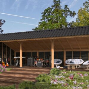 Carport Bergen XL Type 6 Douglas Raboté 989x452x326cm - Parois Noires