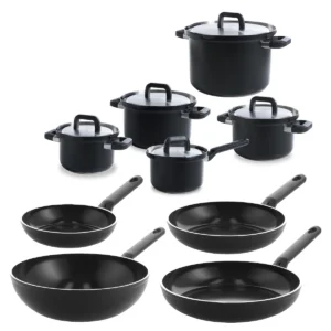 Flow Cool Batterie de cuisine noire – 9 pièces
