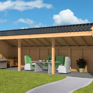 Abri de jardin Boekelo Mélèze Douglas finement scié 900x340 cm - Parois claires