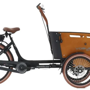 Vogue Carry 3 Elektrische Bakfiets 8Versnellingen Mat Zwart Bruin Zwart