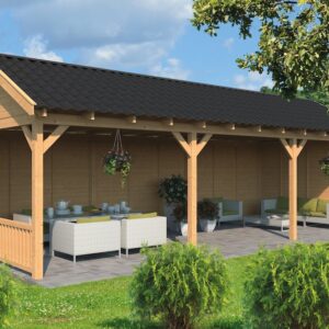 Abri à toit en pente Hamar XL type 6 Douglas raboté 990x445x360cm parois claires