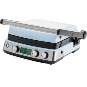 GREENPAN Elite – Grill de Contact Sans PFAS, Ouverturable, avec Plaques Réversibles et Compatibles Lave-Vaisselle, Bleu Clair