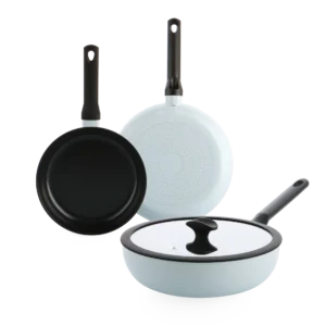 Ensemble de 3 poêles BK Enjoy Light Blue avec wok
